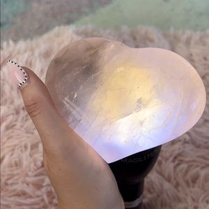 Heart shaped Lavender Rose Quartz Crystal w/ Star, Shimmer and smoky inclusion<3